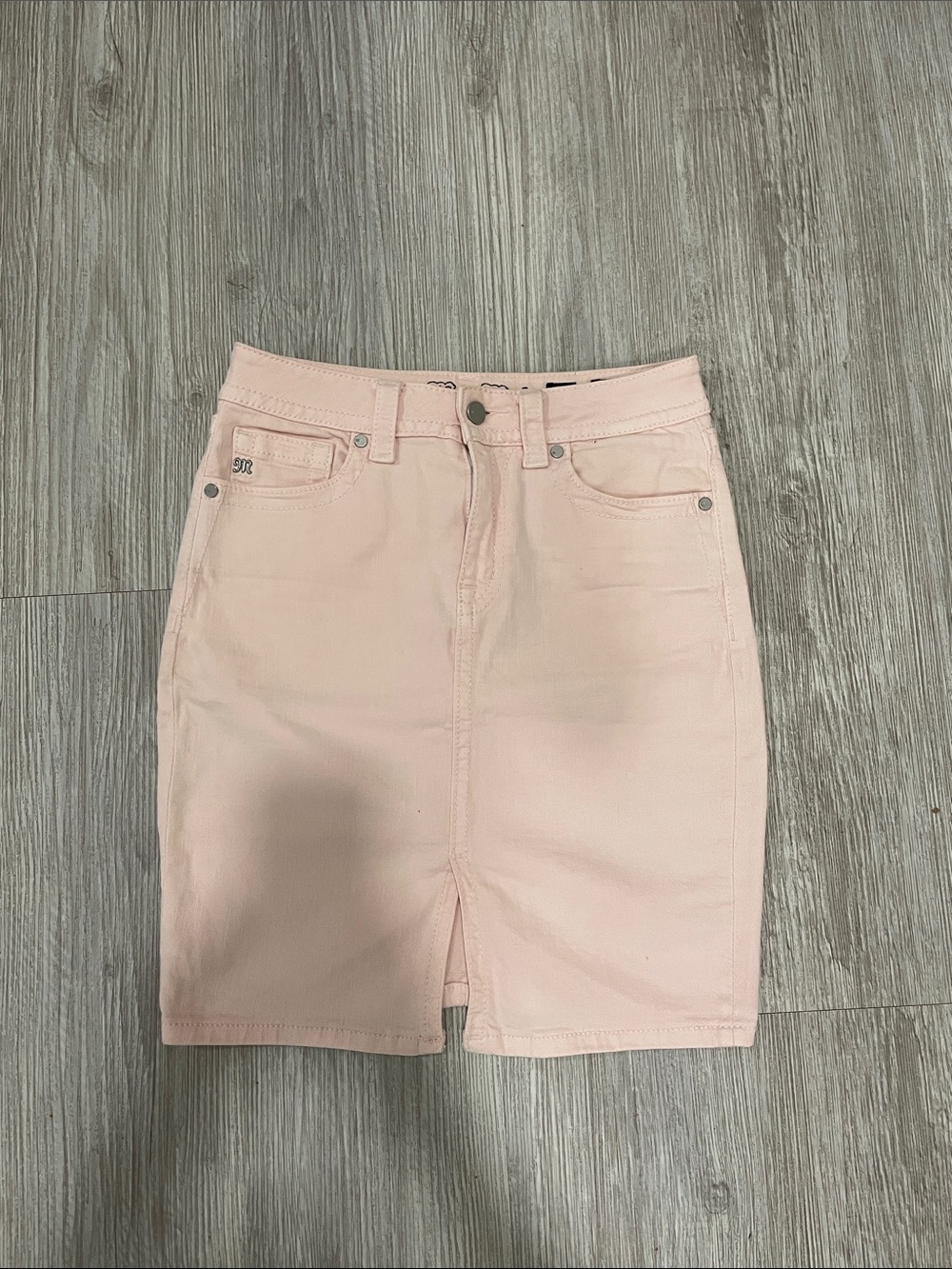 Pink High Rise Cotton Jean Skirt